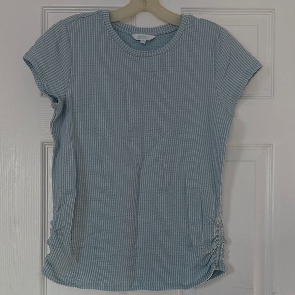 Market & Spruce Other - Girls Light Blue Ribbed Short-Sleeve Tee with Side Ruching